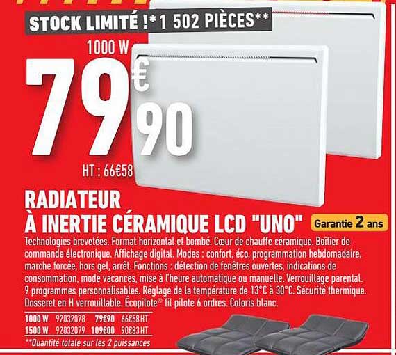 radiateur à inertie céramique lcd "uno"