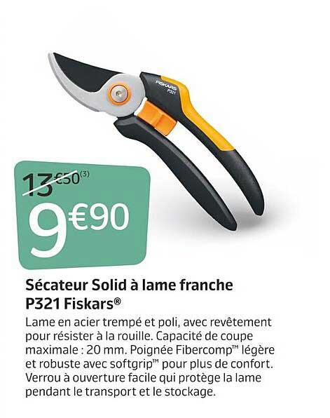 Sécateur Solid à Lame Franche P321 Fiskars