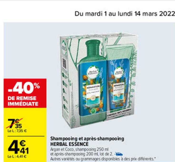 shampooing et après-shampooing herbal essence