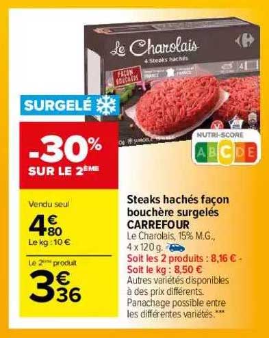 steaks hachés façon bouchère surgelés carrefour