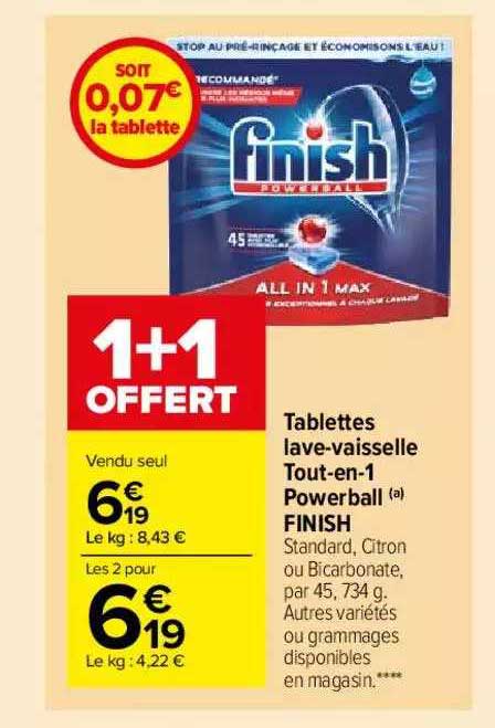 tablettes lave-vaisselle tout-en-1 powerball finish