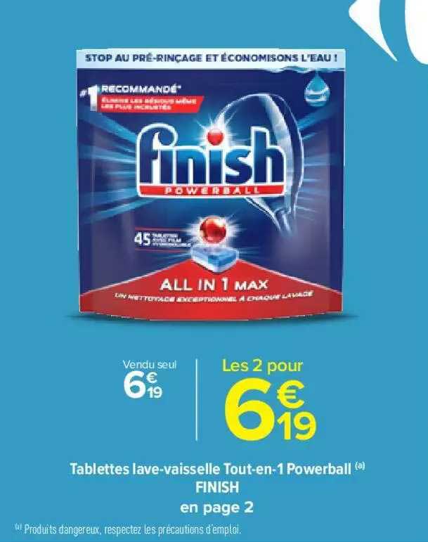 tablettes lave-vaisselle tout-en-1 powerball finish