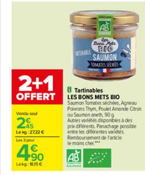 tartinables les bons mets bio