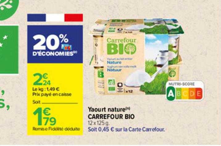 Yaourt Nature Carrefour Bio