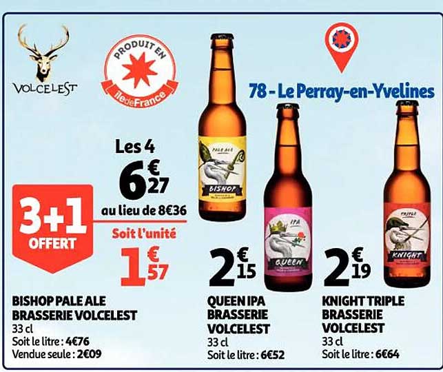 bishop pale ale brasserie , queen ipa brasserie volcelest, knight triple brasserie volcelest