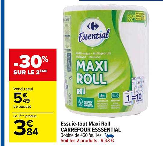 essuie-tout maxi roll carrefour essential