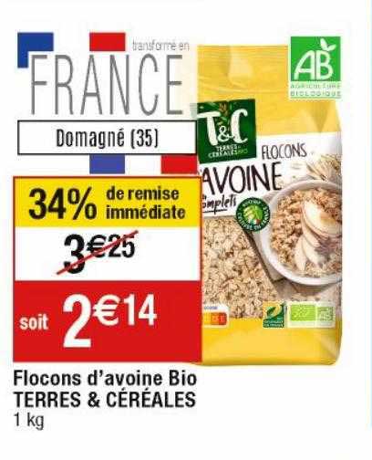 flocons d'avoine bio terres & céréales