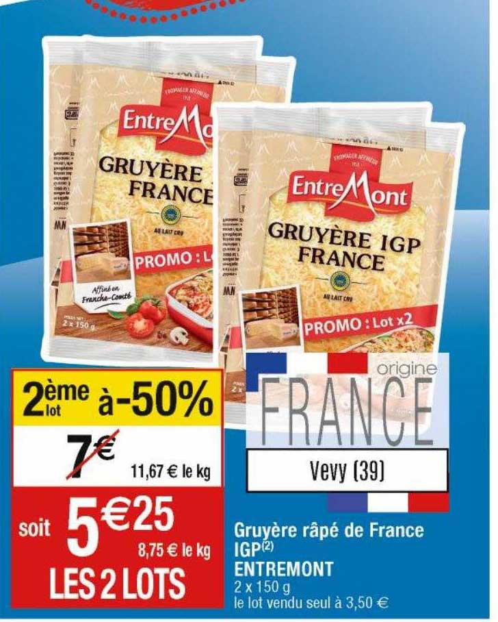 Gruyère Râpé De France Igp Entremont
