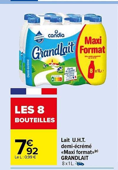 lait u.h.t. demi-écrémé «maxi format» grand lait