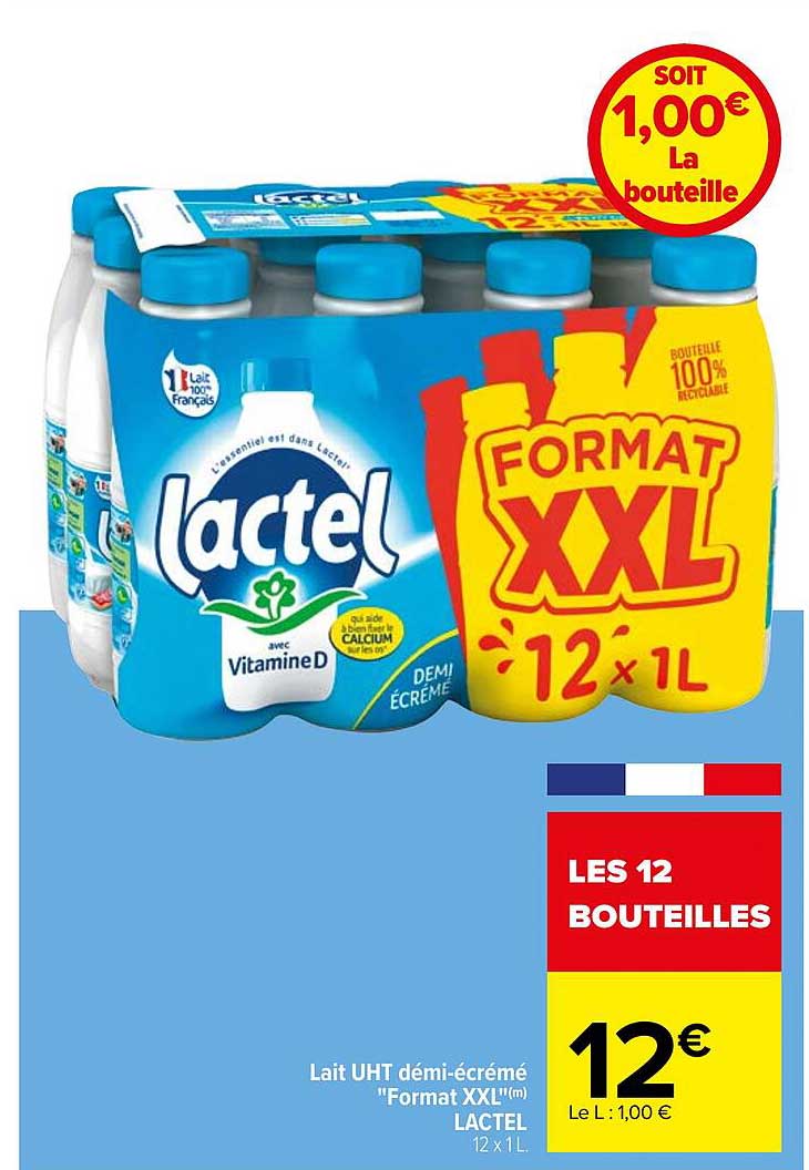 lait uht demi-écrémé "format xxl" lactel