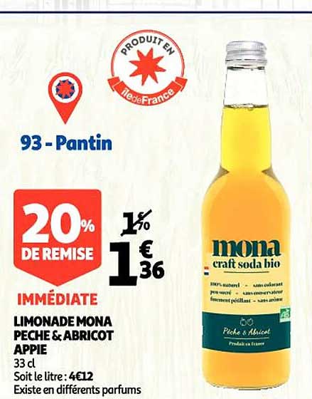 limonade mona pêche & abricot appie
