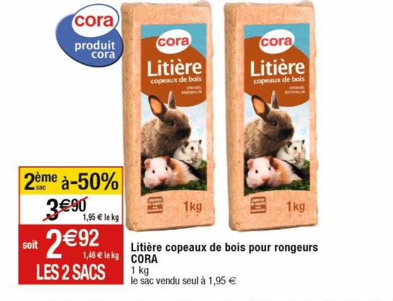 litière copeaux de bois pour rongeurs cora