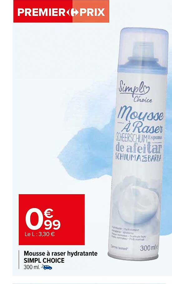 mousse à raser hydratante simpl choice