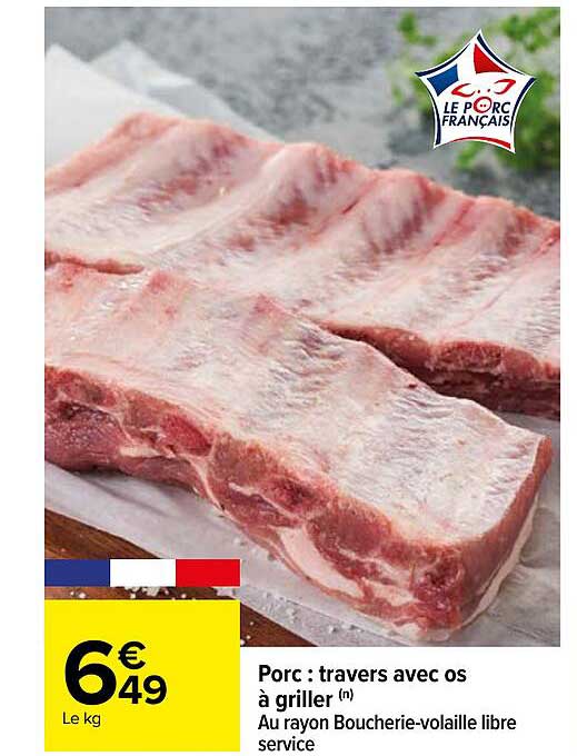 Porc : Travers Avec Os à Griller