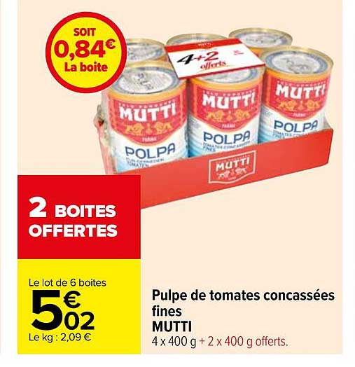 pulpe de tomates concassées fines mutti