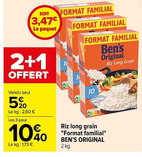 riz long grain "format familial" ben's original