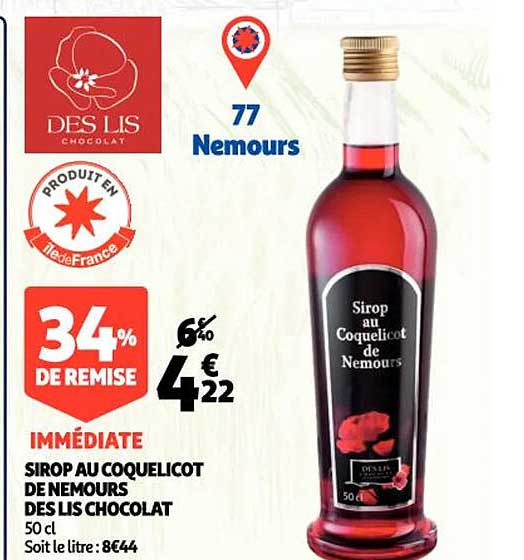 sirop au coquelicot de nemours des lis chocolat