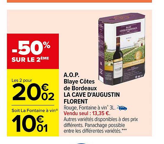 a.o.p. blaye côtes de bordeaux la cave d'augustin florent