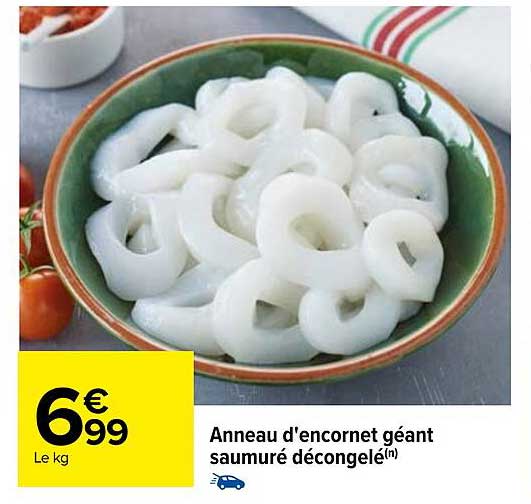 anneau d'encornet géant saumuré décongelé