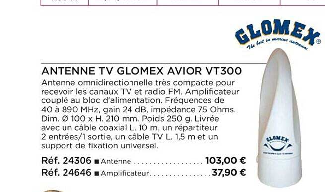 antene tv glomex avior vt300