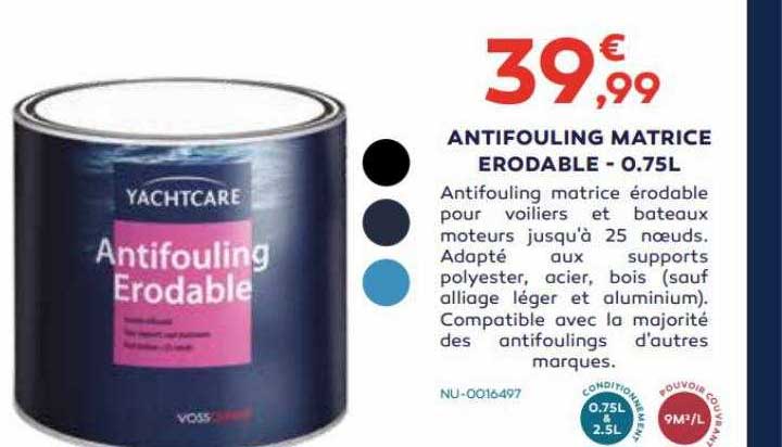 antifouling matrice erodable - 0.75l yachtcare