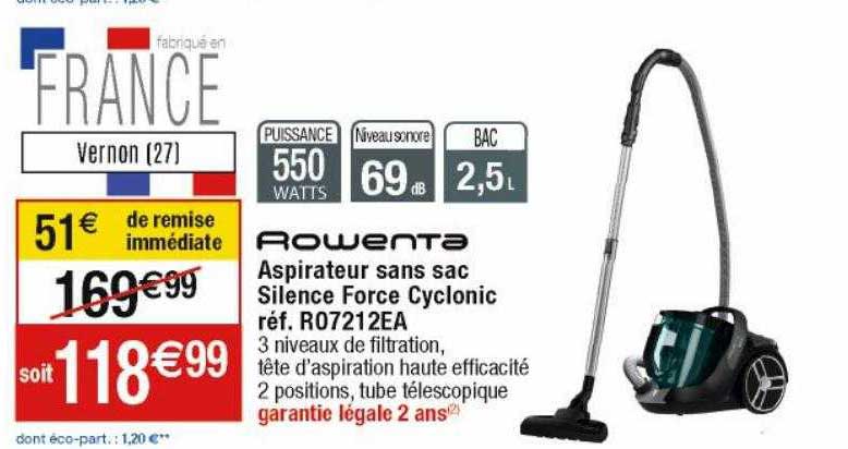aspirateur sans sac silence force cyclonic rowenta