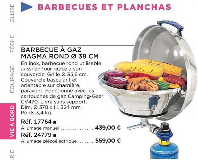 barbecue à gaz magma rond ø 38 cm