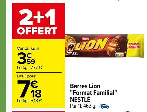 barres lion "format familial" nestlé