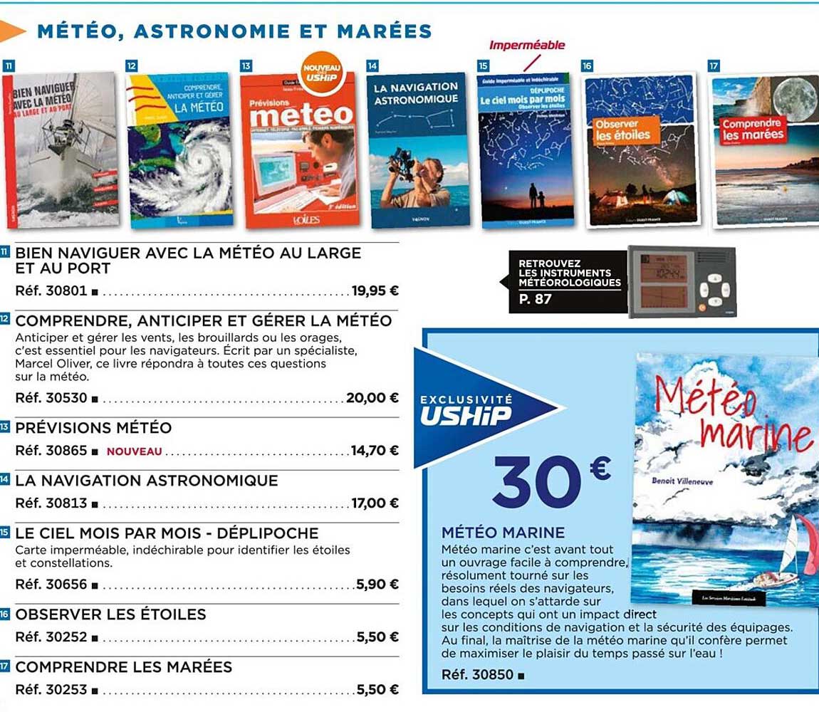 bien vaniguer avec la météo au large et au port, comprendre, anticiper et gérer la météo, prévisions météo, la navigation astronomique, le ciel mois par mois - déplipoche, observer les étoiles