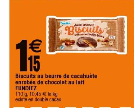 biscuits au beurre de cacahuète enrobés de chocolat au lait fundiez