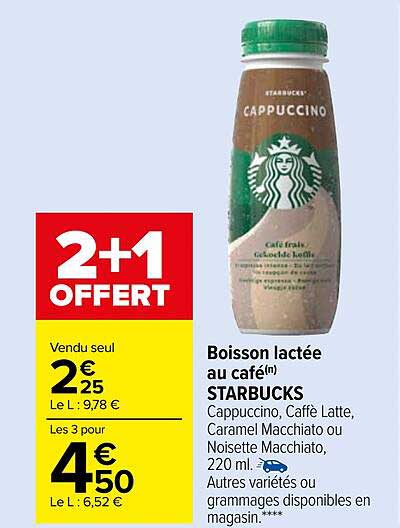 boisson lactée au café starbucks
