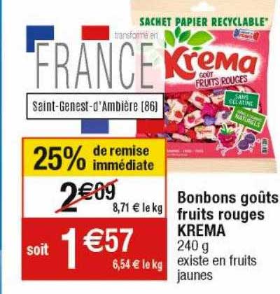bonbons goûts fruits rouges krema
