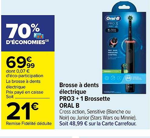 Brosse à Dents électrique Pro3 + 1 Brossette Oral B
