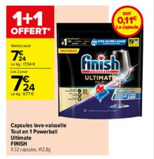capsules lave-vaisselle tout en 1 powerball ultimate finish