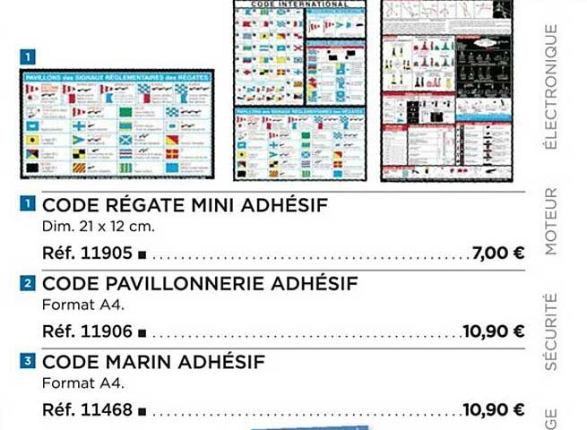 code régate mini adhésif, code pavillonnerie adhésif, code marin adhésif