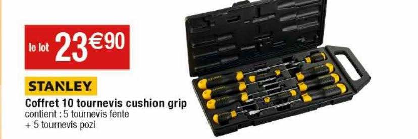coffret 10 tournevis cushion grip stanley