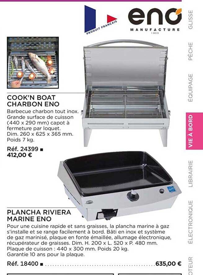 cook'n boat charbon eno, plancha riviera marine eno