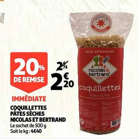 coquillettes pâtes sèches nicolas et bertrand