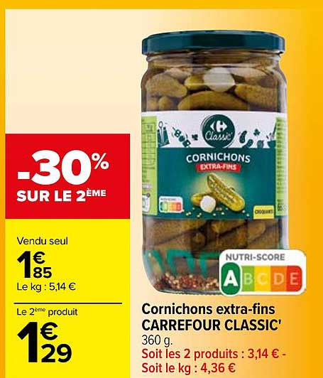 cornichons extra-fins carrefour classic'