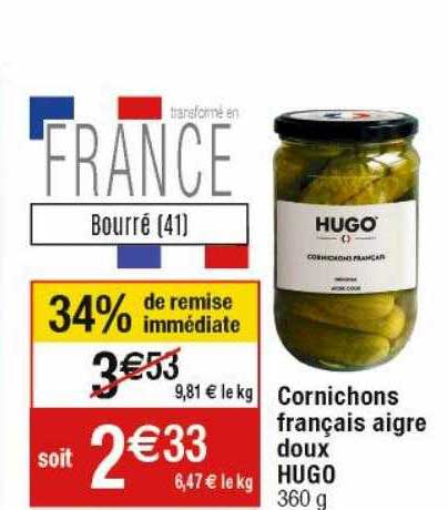 cornichons français aigre doux hugo