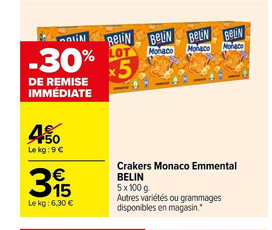 Crakers Monaco Emmental Belin