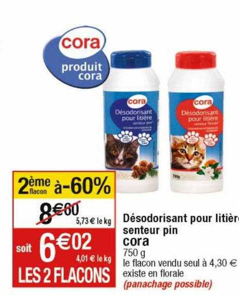 désodorisant pour litière senteur pin cora