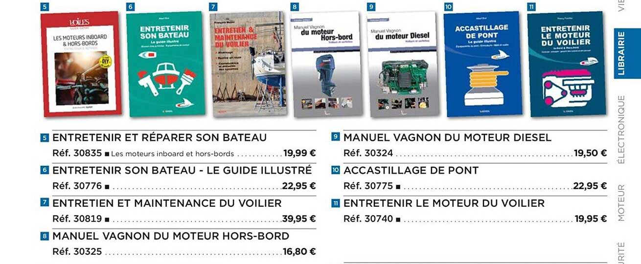 entretenir et réparer son bateau, entretenir son bateau - le guide illustré, entretien et maintenance du voilier, manuel vagnon du moteur hors-bord, manuel vagnon du moteur diesel