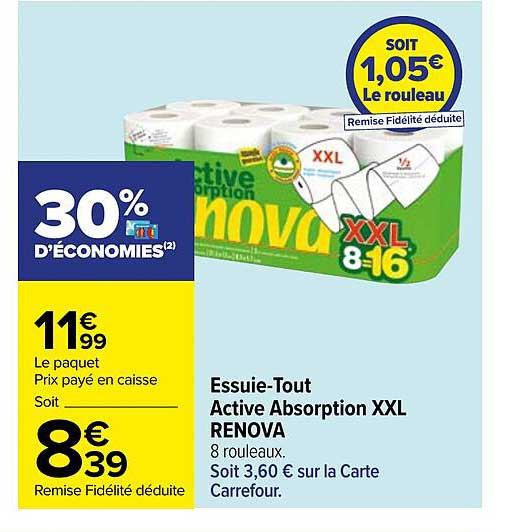 essuie-tout active absorption xxl renova