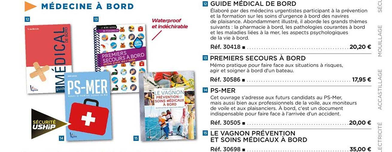 guide médical de bord, premiers secours à bord, ps-mer, le vagnon prévention et soins médicaux à bord