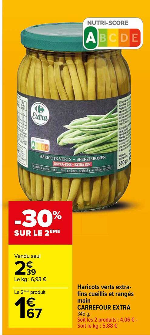 haricots verts extra-fins cueillis et rangés main carrefour extra