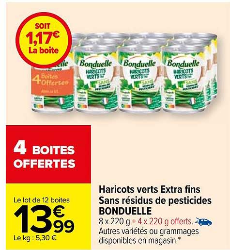 haricots verts extra fins sans résidus de pesticides bonduelle