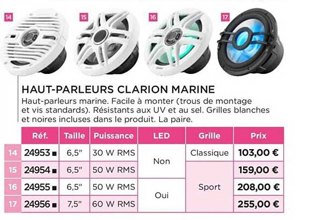 haut-parleurs clarion marine