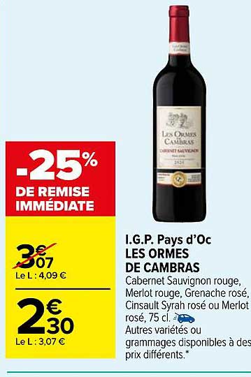 i.g.p. pays d'oc les ormes de cambras