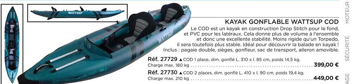 kayak gonflable wattsup cod